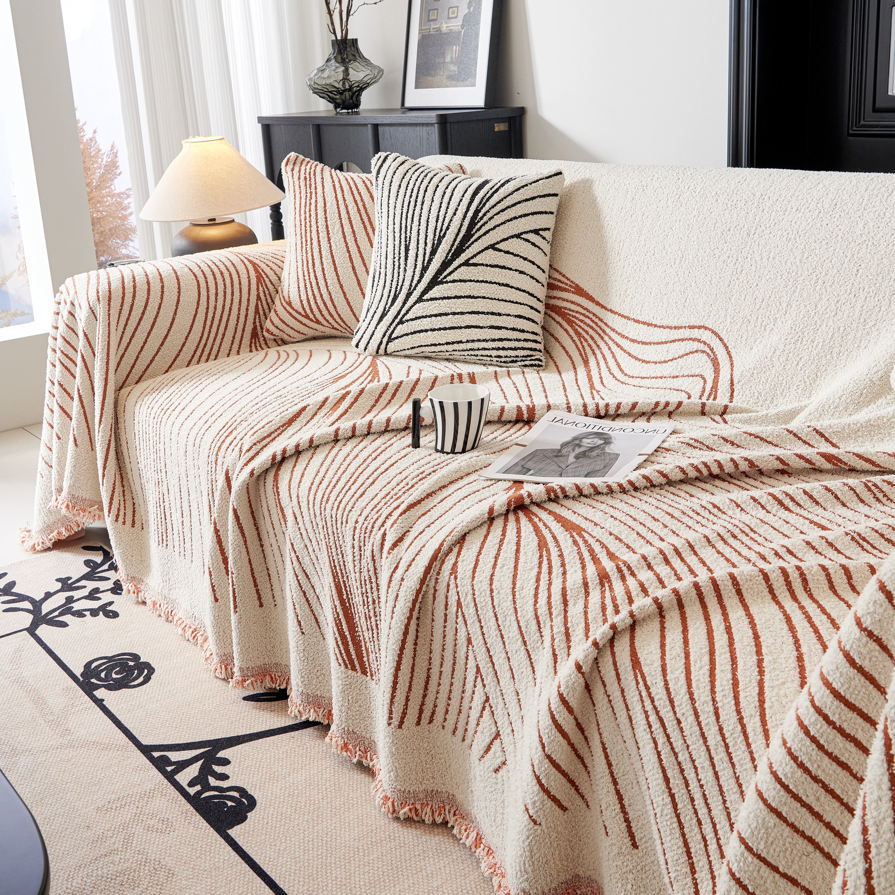 Cozy Striped Sofa Throw Blanket L Shaped Sectional Couch Covers Luxury Throws for Sofas