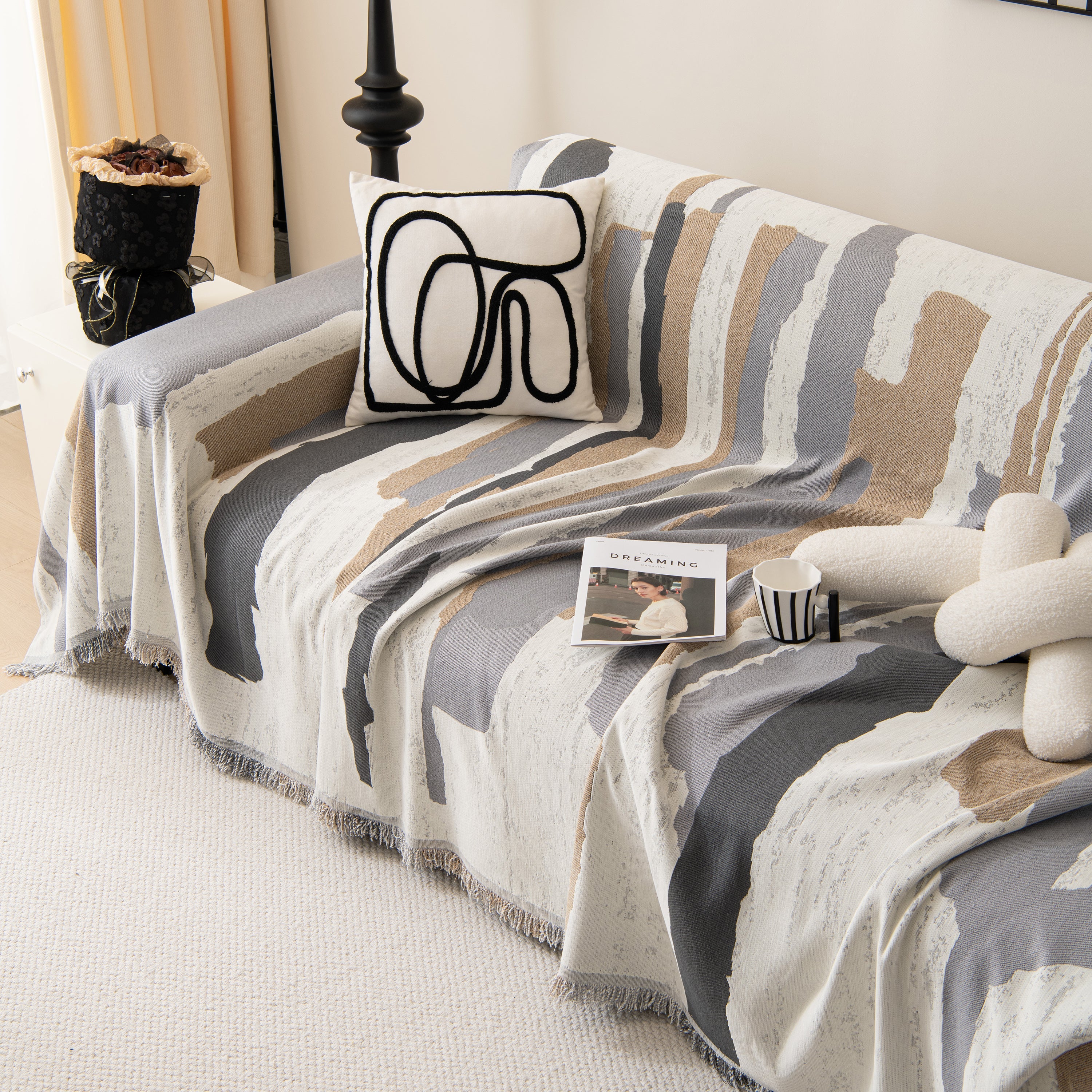 Colorful Chenille Sofa Throw Cover, Fashionable Soft Washable Couch Protector, Sectional Sofa Covers