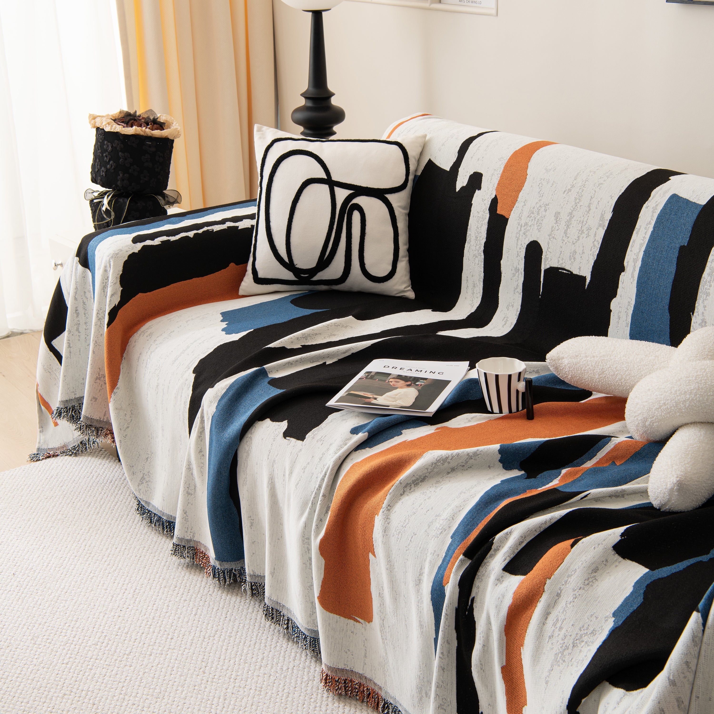 Colorful Chenille Sofa Throw Cover, Fashionable Soft Washable Couch Protector, Sectional Sofa Covers