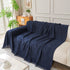 Solid Color Chenille Sofa Throw Blanket, Modern Decor Soft Couch Cover with Fringes
