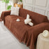 Solid Color Chenille Sofa Throw Blanket, Modern Decor Soft Couch Cover with Fringes