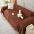 Solid Color Chenille Sofa Throw Blanket, Modern Decor Soft Couch Cover with Fringes