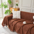 Solid Color Chenille Sofa Throw Blanket, Modern Decor Soft Couch Cover with Fringes