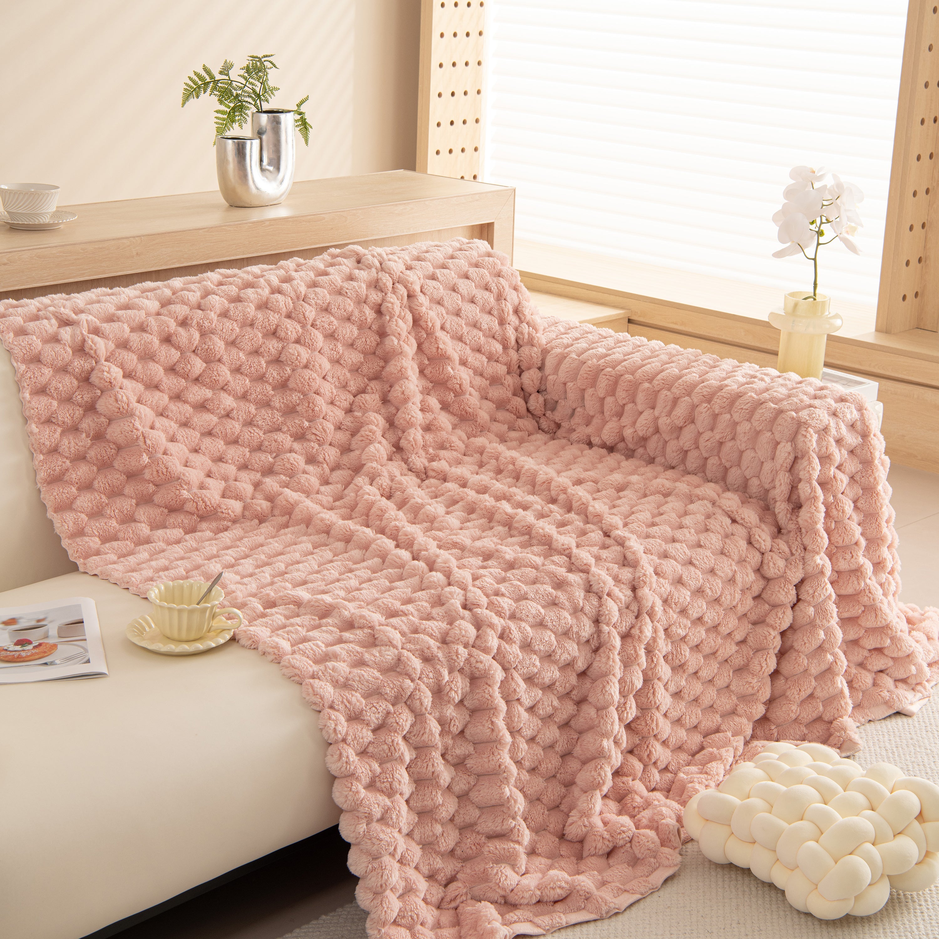 Thick Plush Faux Fur Couch Cover Blanket Warm Fuzzy Blanket Couch Protector for Winter