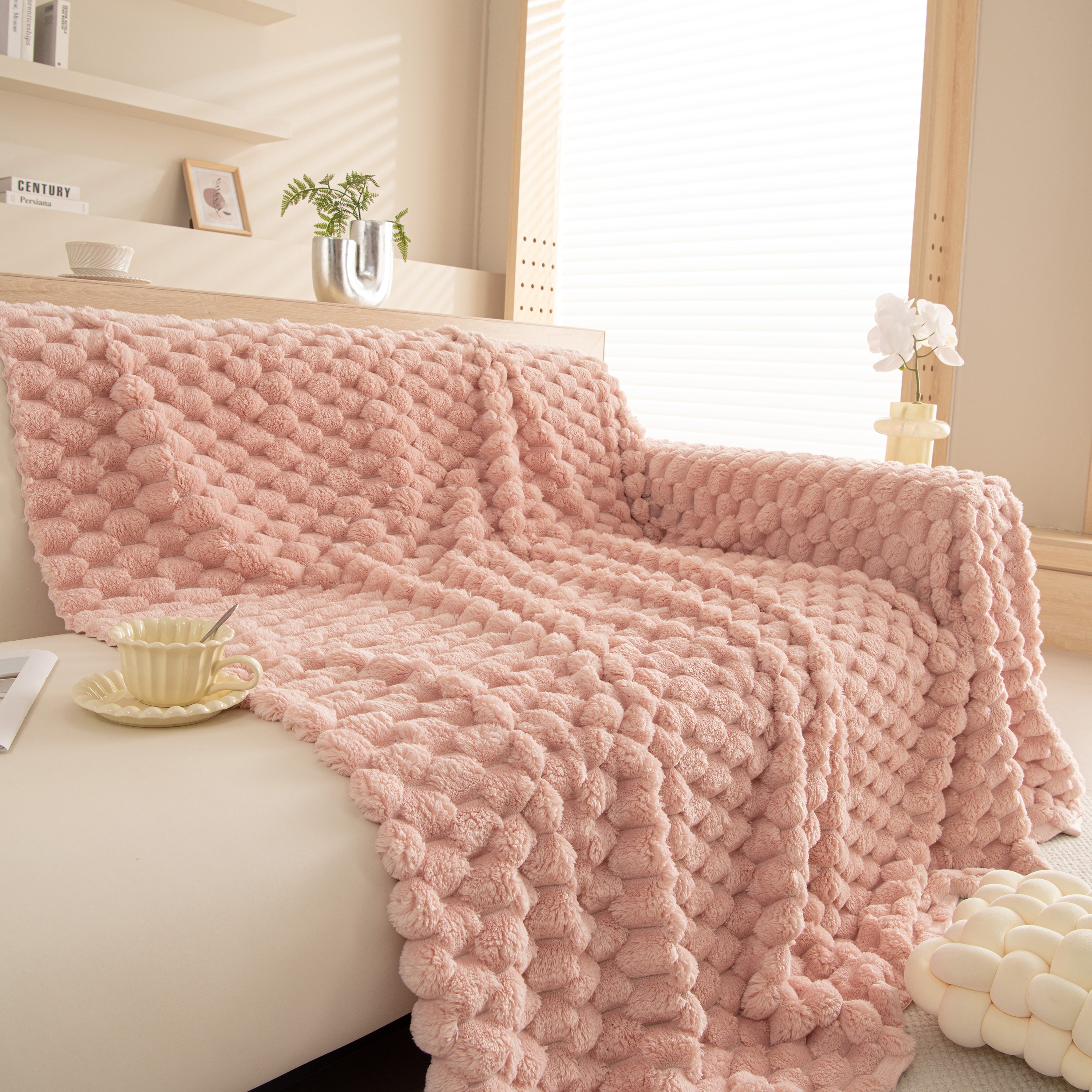 Thick Plush Faux Fur Couch Cover Blanket Warm Fuzzy Blanket Couch Protector for Winter