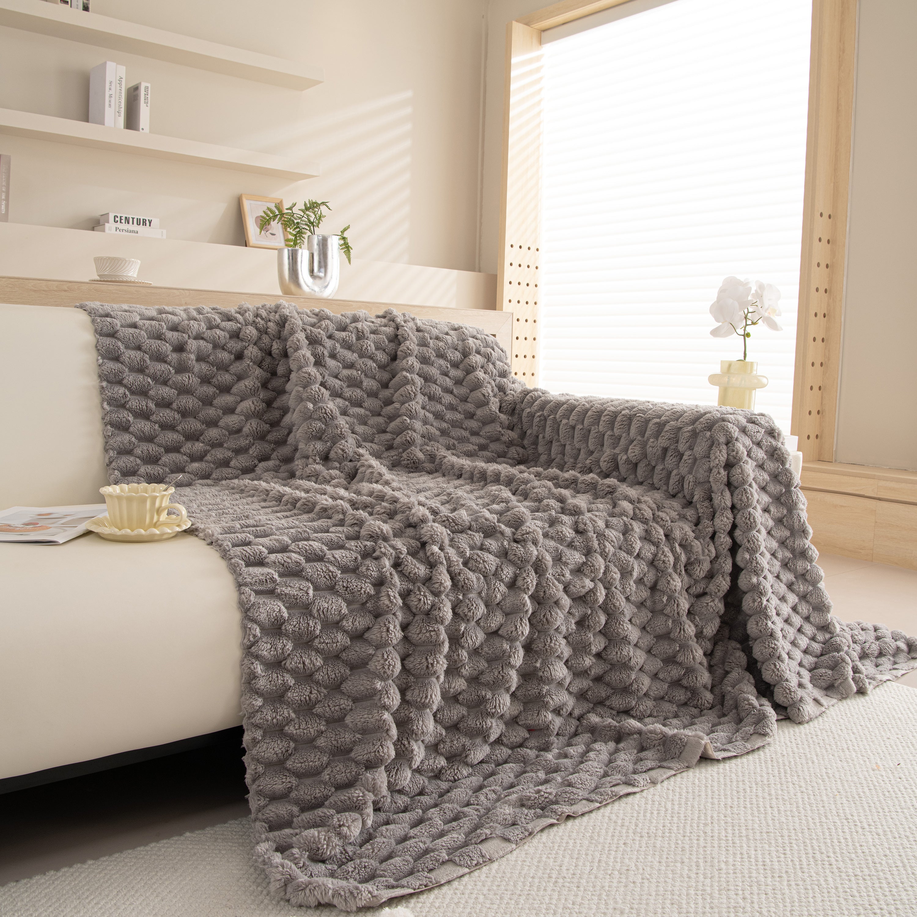 Thick Plush Faux Fur Couch Cover Blanket Warm Fuzzy Blanket Couch Protector for Winter