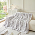 Plush Faux Fur Warm Sofa Cover with Waves Jacquard Textured Throw Blankets for Couch