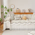 Farmhouse Ruffled Lace Sofa Slipcover Vintage Furniture Protector with Botanical Print