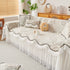 Farmhouse Ruffled Lace Sofa Slipcover Vintage Furniture Protector with Botanical Print