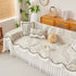Farmhouse Ruffled Lace Sofa Slipcover Vintage Furniture Protector with Botanical Print
