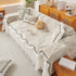 Farmhouse Ruffled Lace Sofa Slipcover Vintage Furniture Protector with Botanical Print