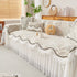 Farmhouse Ruffled Lace Sofa Slipcover Vintage Furniture Protector with Botanical Print