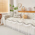 Farmhouse Ruffled Lace Sofa Slipcover Vintage Furniture Protector with Botanical Print