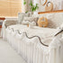 Farmhouse Ruffled Lace Sofa Slipcover Vintage Furniture Protector with Botanical Print