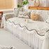 Farmhouse Ruffled Lace Sofa Slipcover Vintage Furniture Protector with Botanical Print