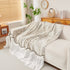 Farmhouse Ruffled Lace Sofa Slipcover Vintage Furniture Protector with Botanical Print