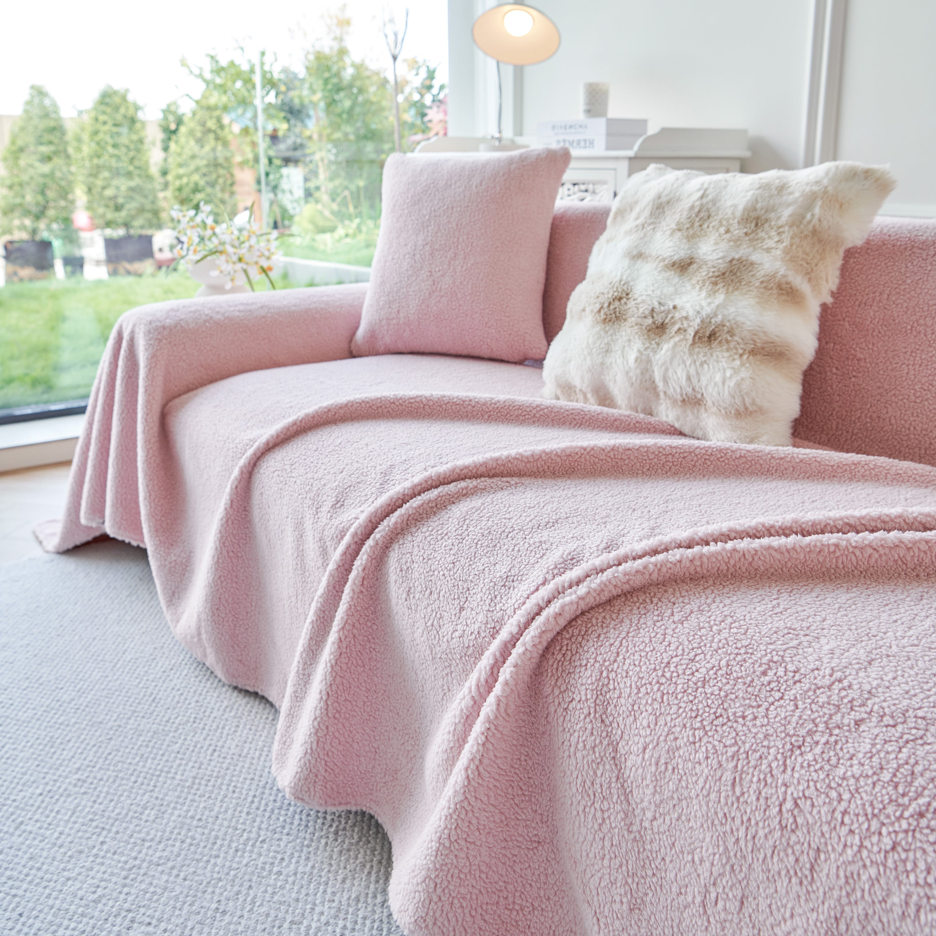 Thick Sherpa Fleece Sofa Protector Cover Stylish Durable Slipcovers for Couches and Chairs
