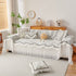 Farmhouse Ruffled Lace Sofa Slipcover Vintage Furniture Protector with Botanical Print