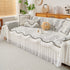 Farmhouse Ruffled Lace Sofa Slipcover Vintage Furniture Protector with Botanical Print