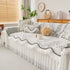 Farmhouse Ruffled Lace Sofa Slipcover Vintage Furniture Protector with Botanical Print