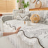 Farmhouse Ruffled Lace Sofa Slipcover Vintage Furniture Protector with Botanical Print