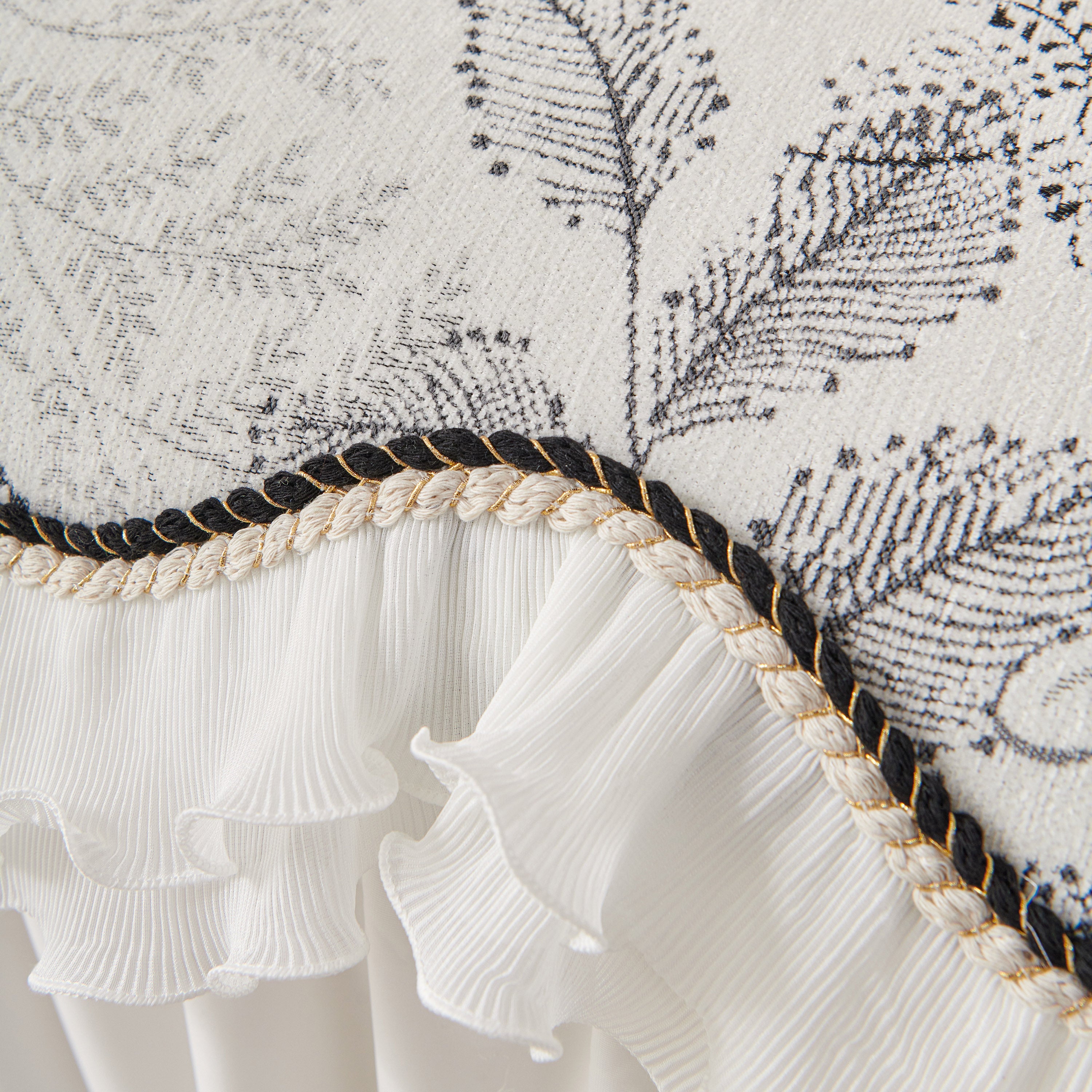 Farmhouse Ruffled Lace Sofa Slipcover Vintage Furniture Protector with Botanical Print
