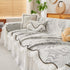 Farmhouse Ruffled Lace Sofa Slipcover Vintage Furniture Protector with Botanical Print