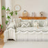 Farmhouse Ruffled Lace Sofa Slipcover Vintage Furniture Protector with Botanical Print