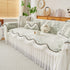 Farmhouse Ruffled Lace Sofa Slipcover Vintage Furniture Protector with Botanical Print