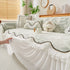 Farmhouse Ruffled Lace Sofa Slipcover Vintage Furniture Protector with Botanical Print