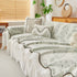 Farmhouse Ruffled Lace Sofa Slipcover Vintage Furniture Protector with Botanical Print
