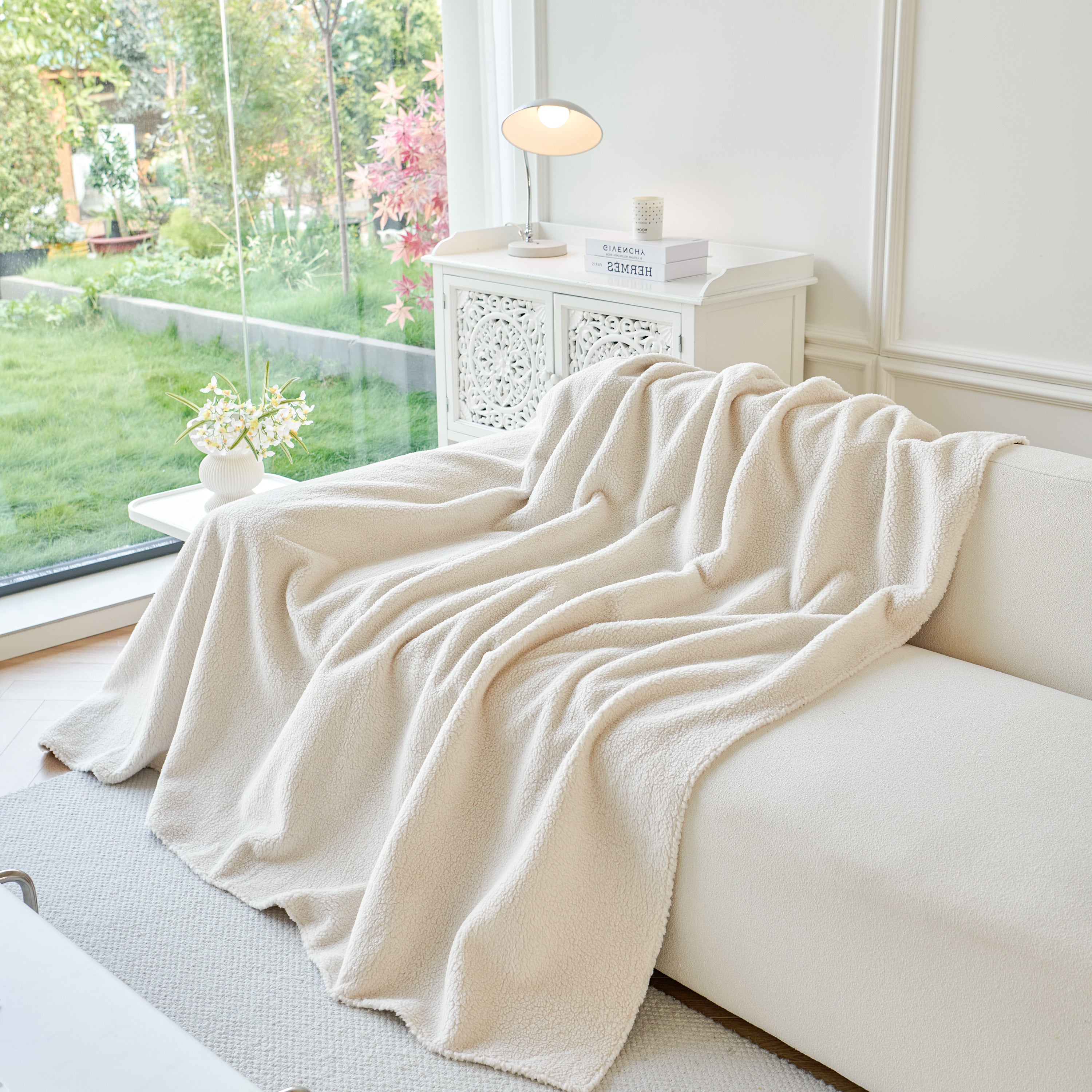 Thick Sherpa Fleece Sofa Protector Cover Stylish Durable Slipcovers for Couches and Chairs