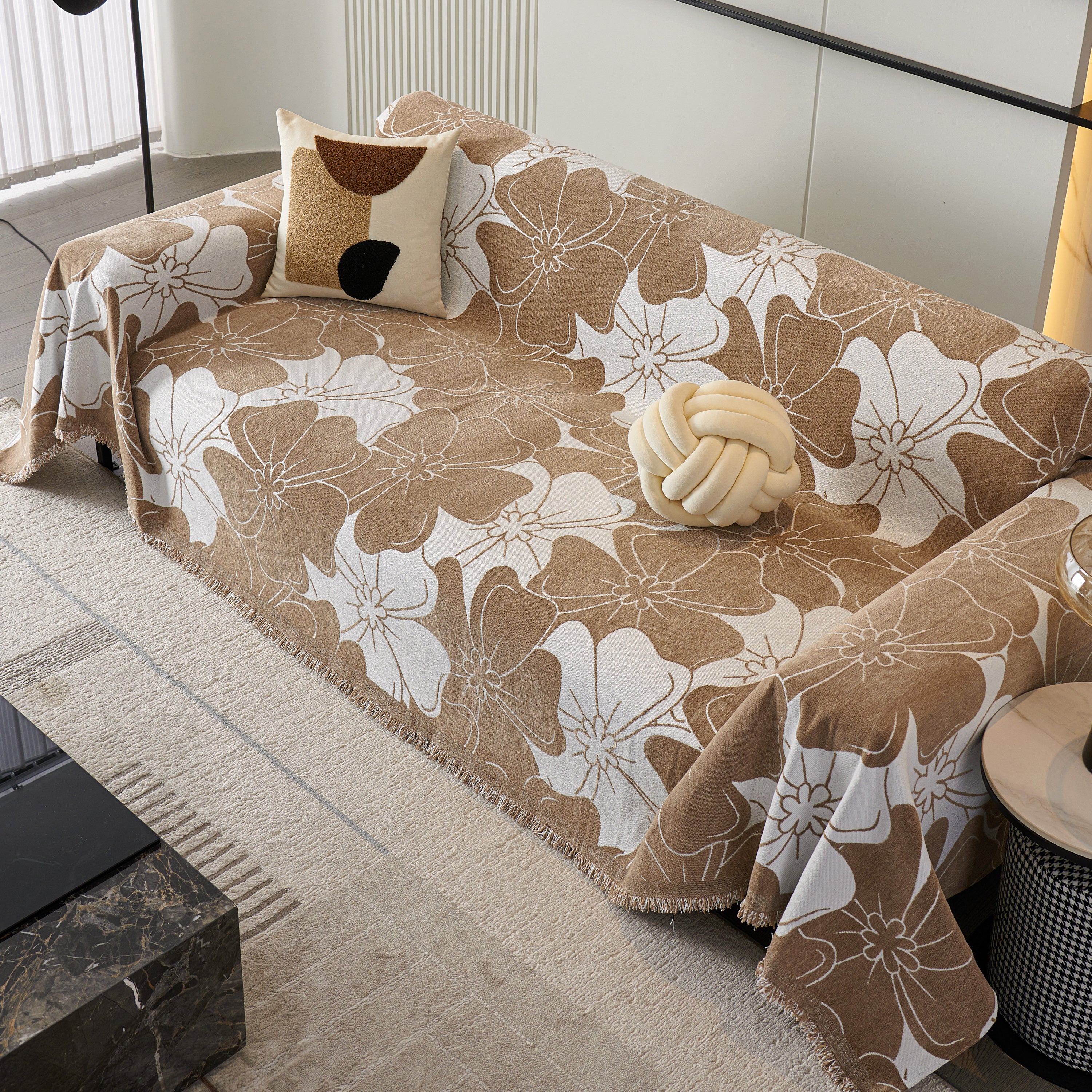 Decorative Throw Blankets for Sofa, Oversized Pretty Floral Throws for Sofas