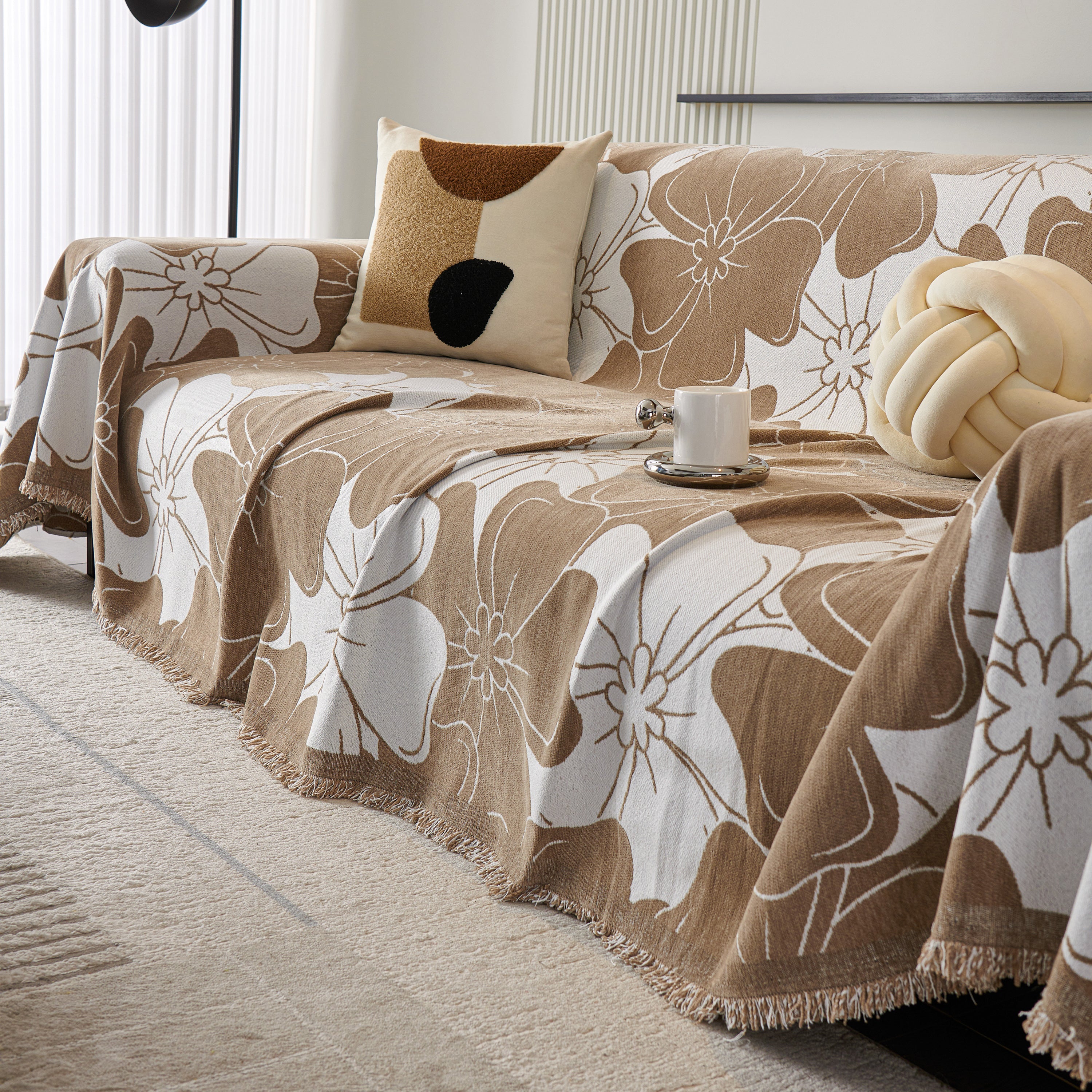 Decorative Throw Blankets for Sofa, Oversized Pretty Floral Throws for Sofas