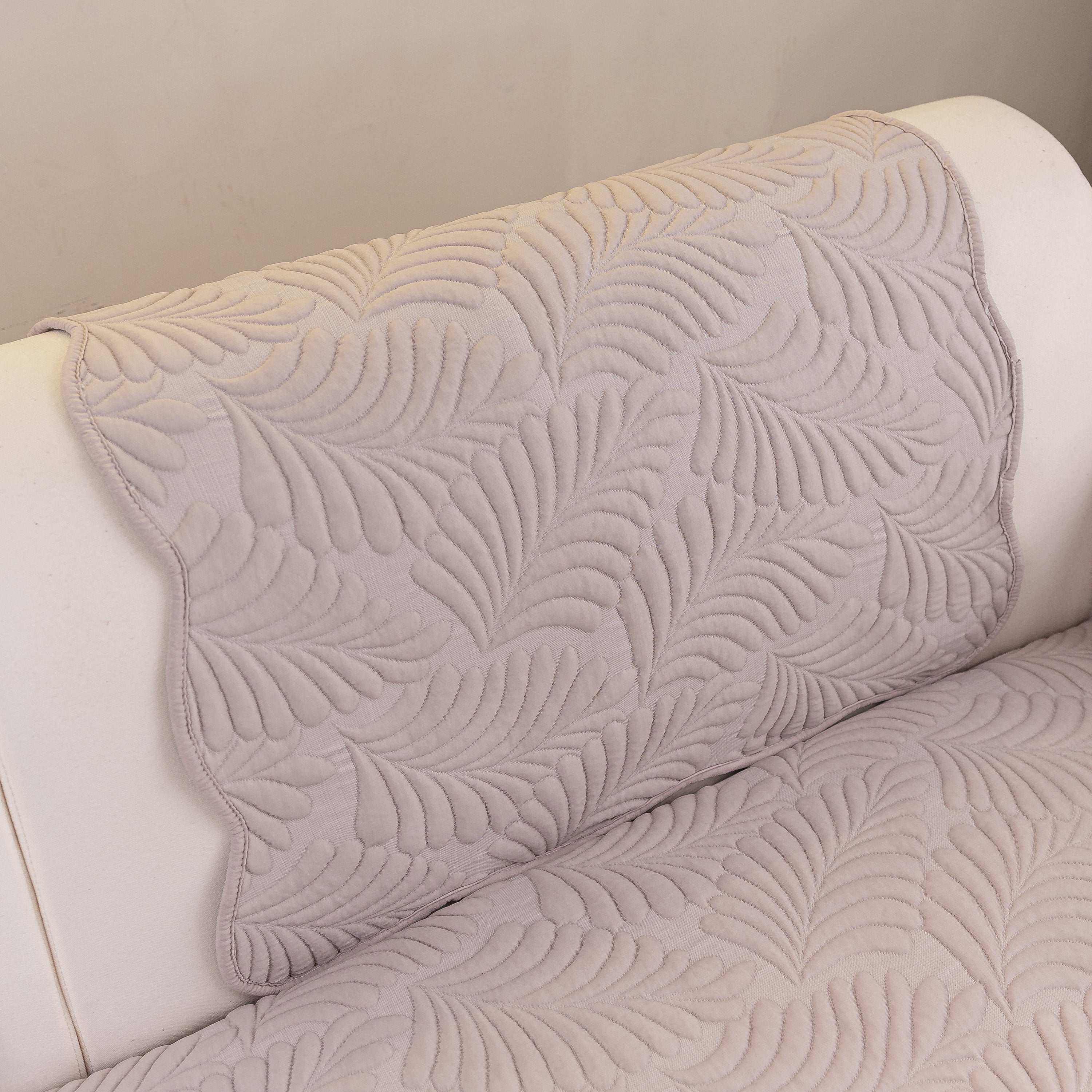 Sofa Cover for Leather & Fabric Couches, 3D Leaf Embossed Quilted Furniture Covers