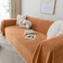 Boho Herringbone Sofa Throw Blanket with Pom Pom Tassels Stylish Furniture Slipcover