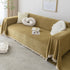Couch Cover Sectional L Shape Chenille Herringbone Couch Throw Cover with Tassel Pom-Poms for Pets