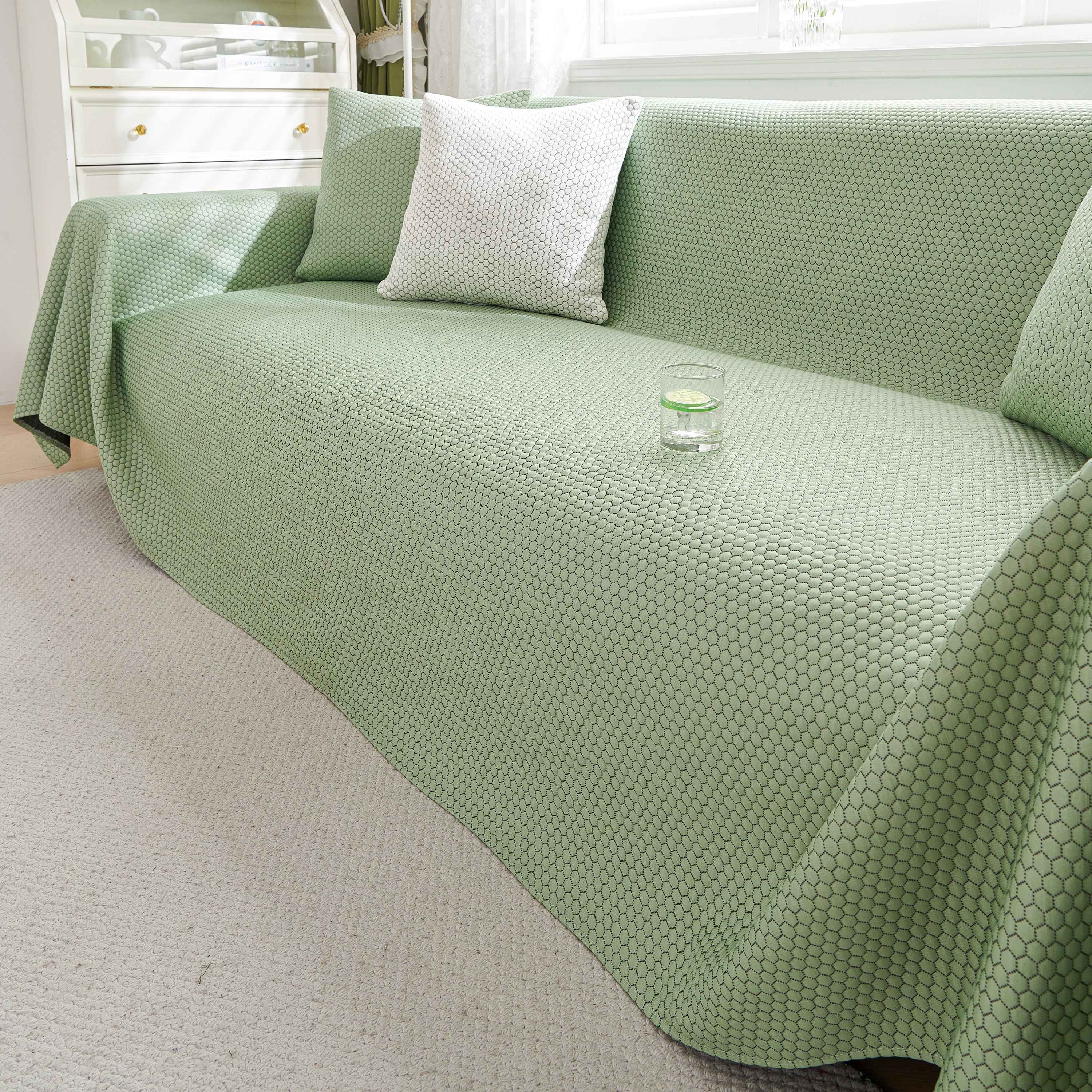 Summer Cool Dotted Cat Scratch Resistant Sofa Cover Blanket, Luxury Large Blanket Covers for Couch