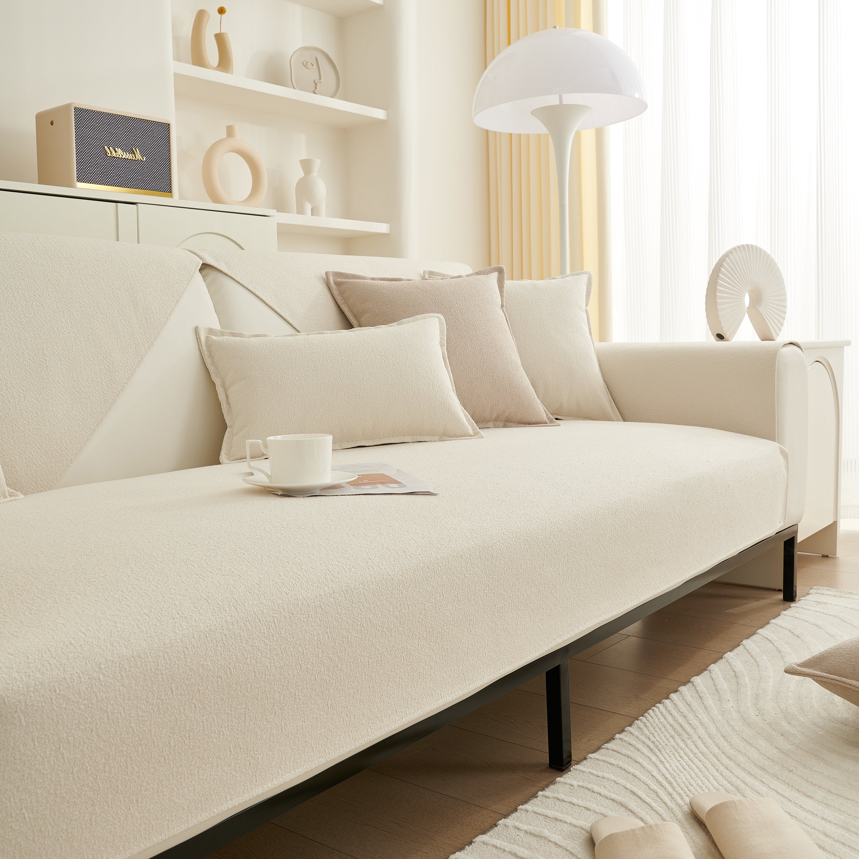 Luxurious Teddy Velvet Solid Sofa Towel - Non-Slip Waterproof Sofa Cover Furniture Protector and Pet Couch Cover