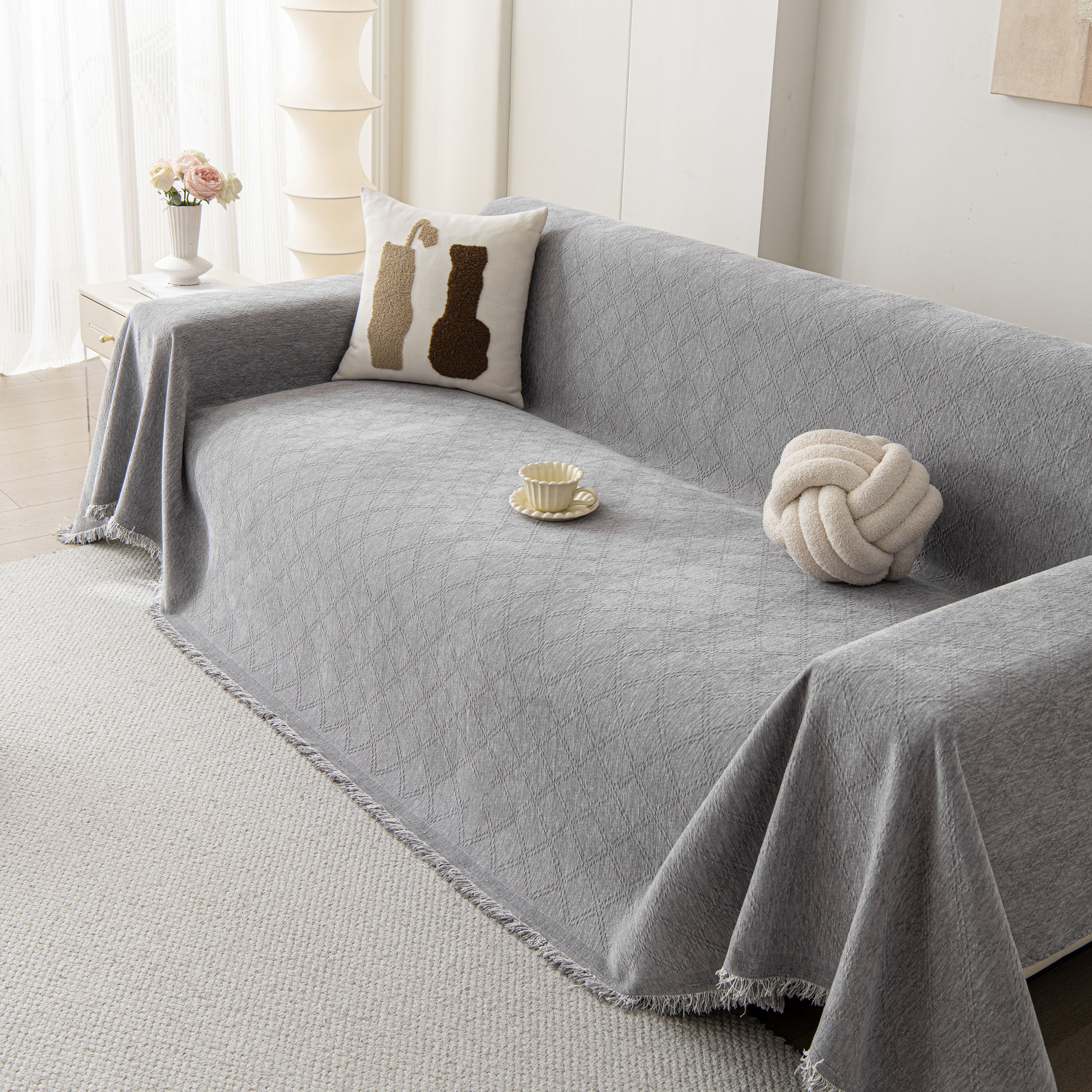 Soft Textured Couch Cover Slipcover Blanket, Modern Couch Covers for Dogs Washable