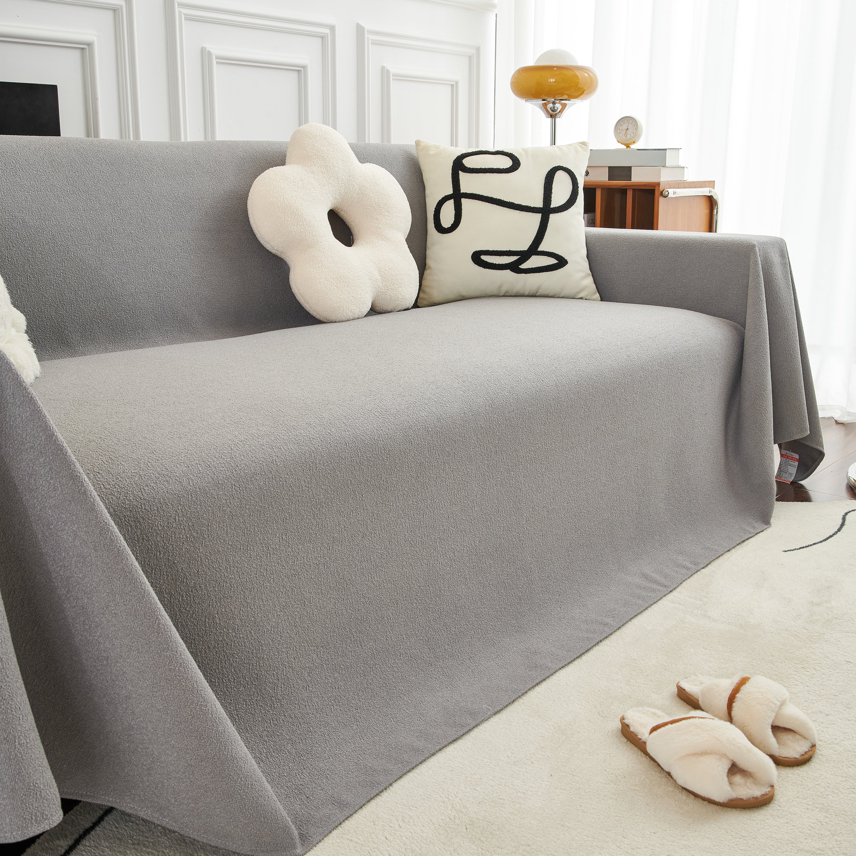 Teddy Throw Blanket and Stylish Slipcover for Couch, Waterproof Sofa Cover for Pets