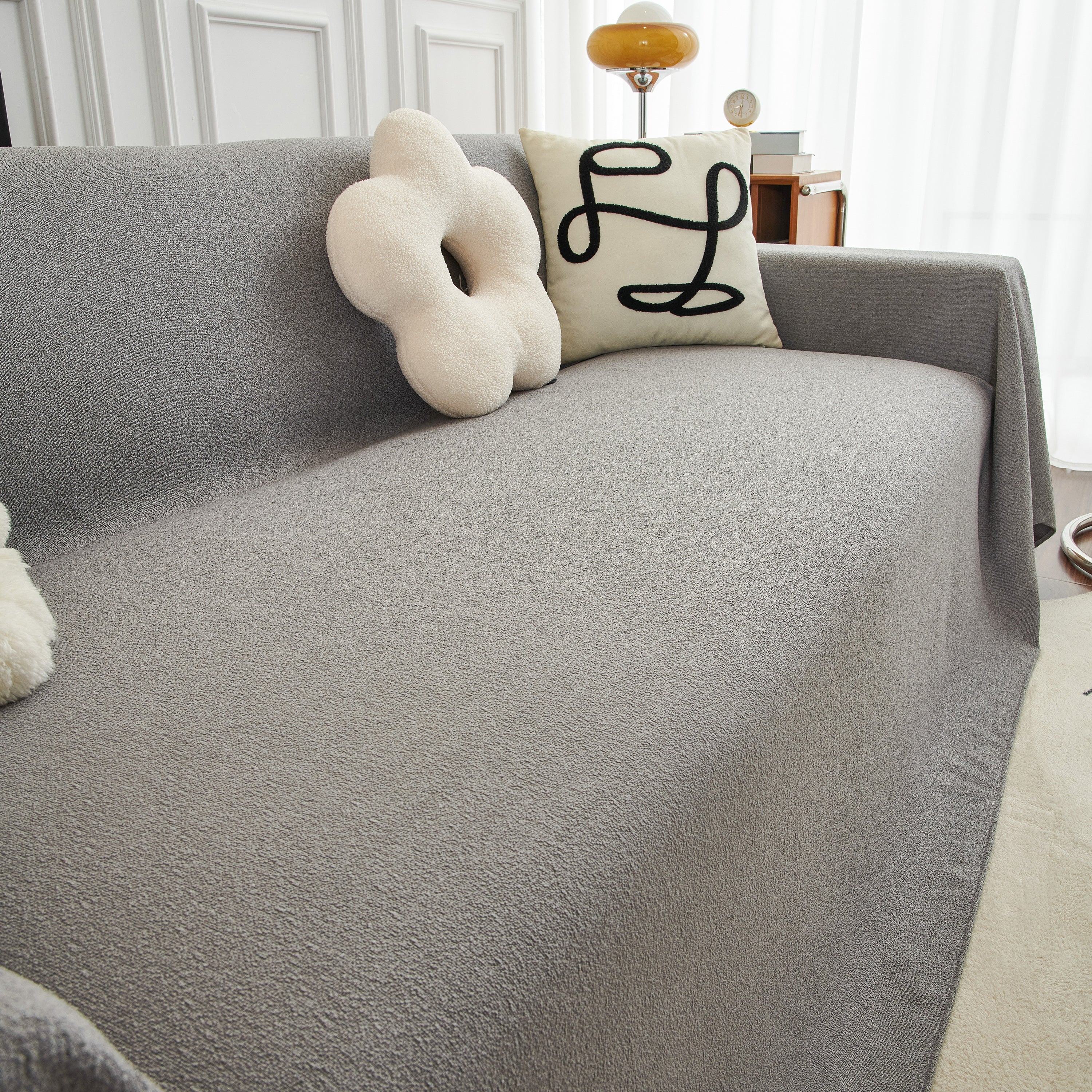 Teddy Throw Blanket and Stylish Slipcover for Couch, Waterproof Sofa Cover for Pets