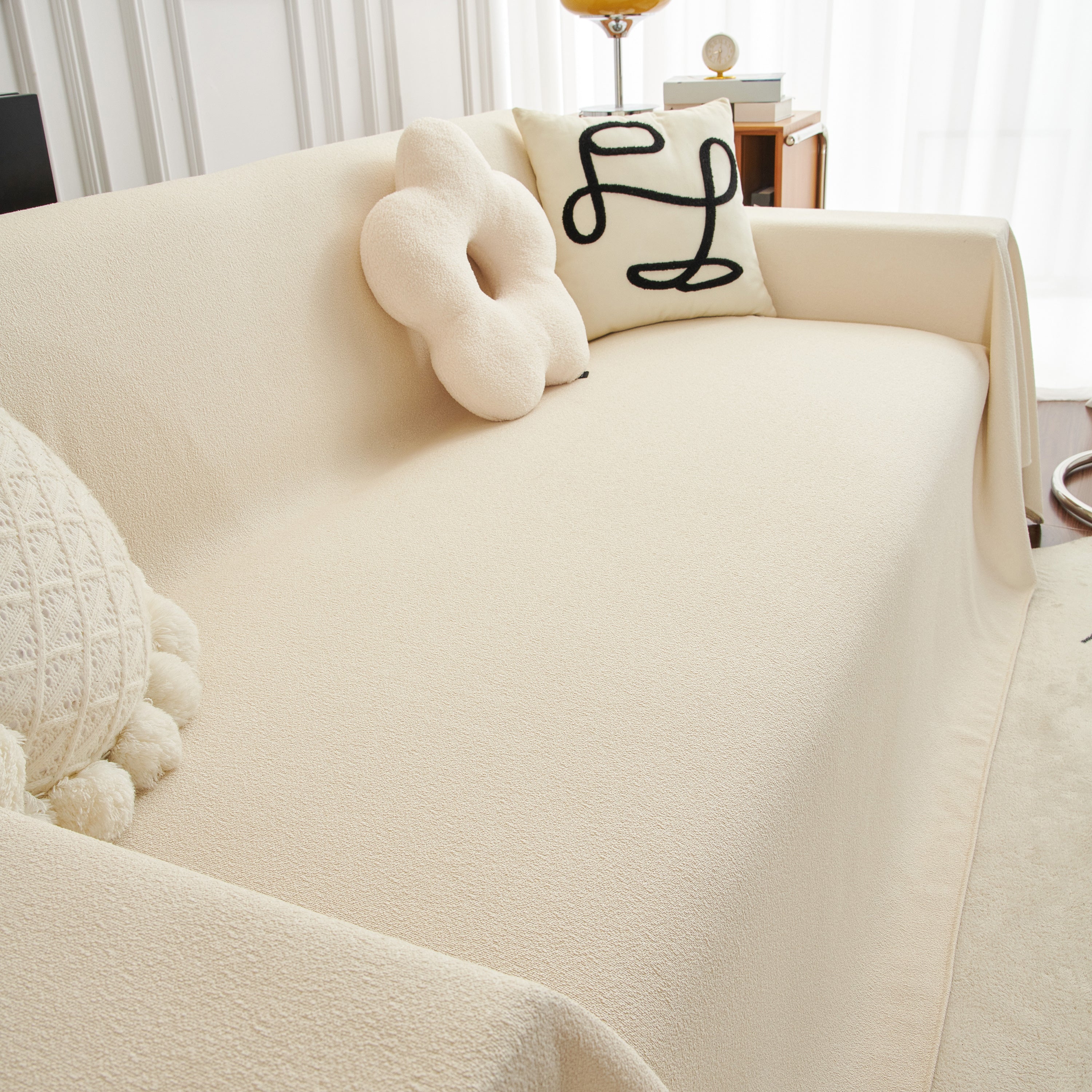 Teddy Throw Blanket and Stylish Slipcover for Couch, Waterproof Sofa Cover for Pets