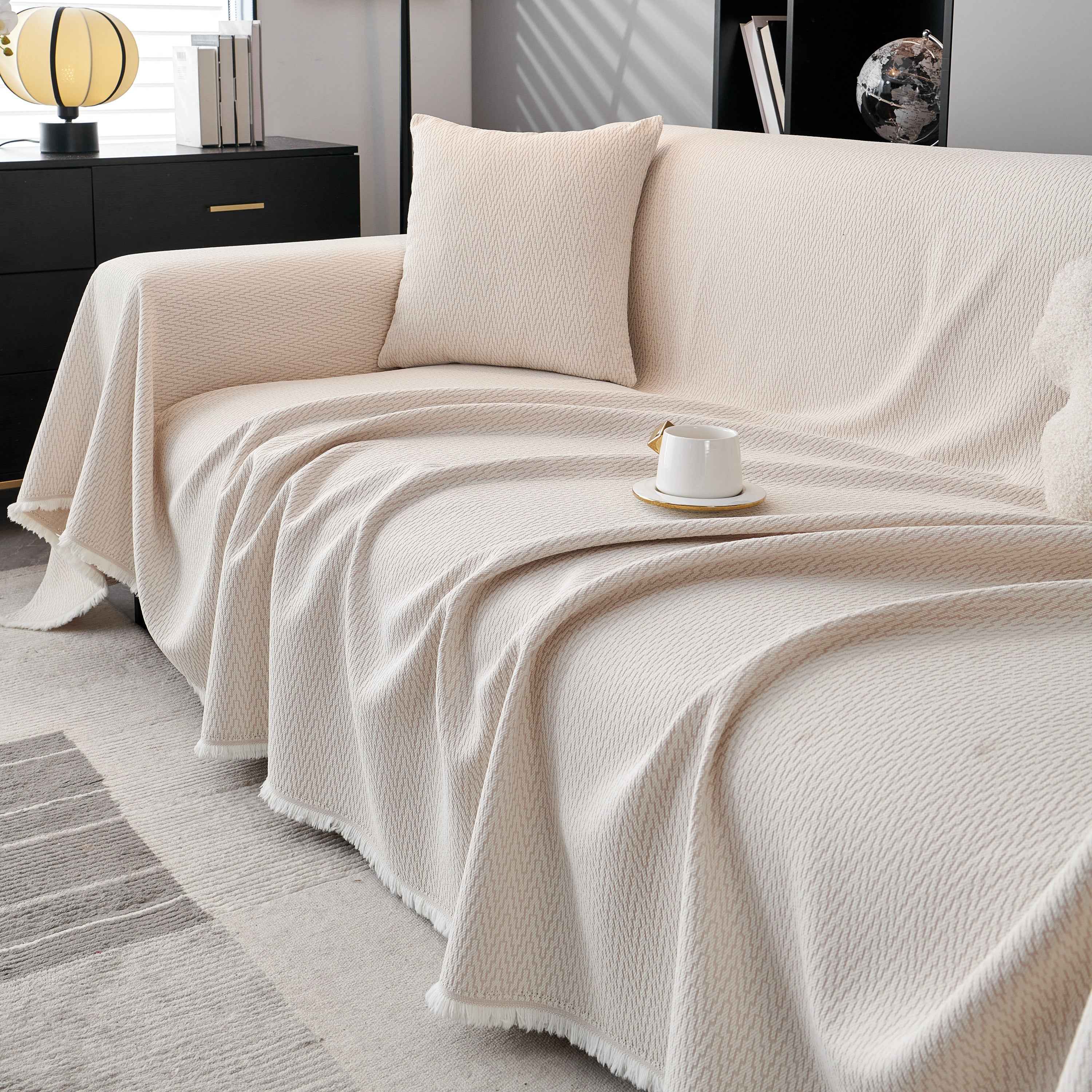 Waterproof Scratch Proof Herringbone Large Throw Blanket for Couch, Chenille Couch Cushion Covers for Pets