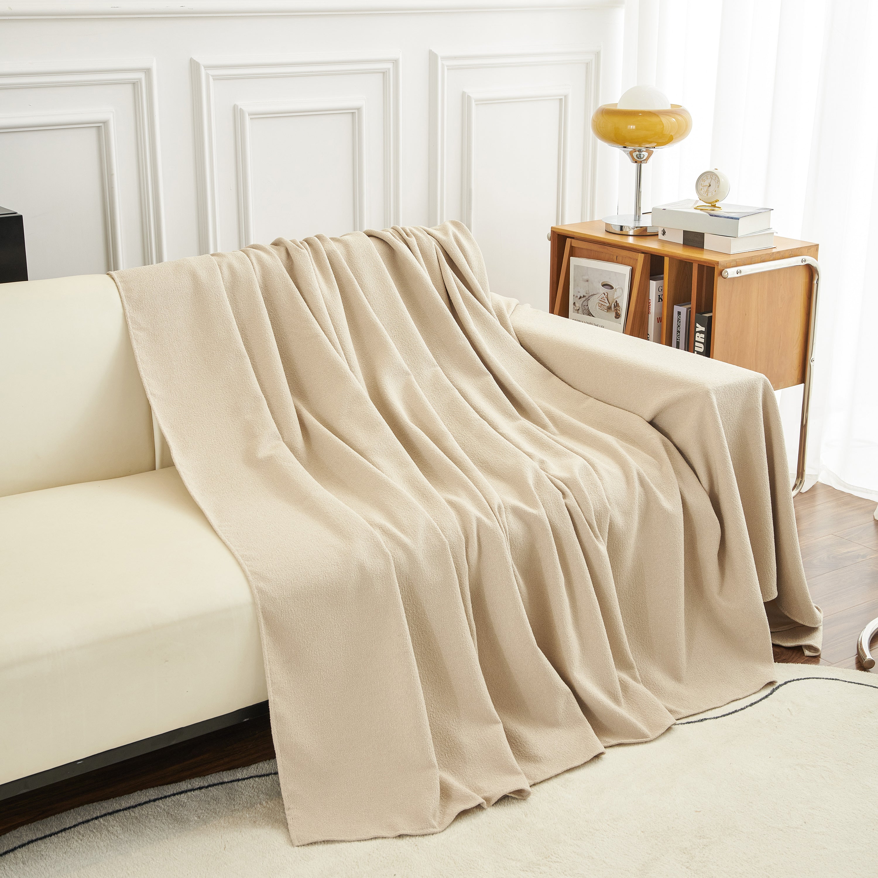 Teddy Throw Blanket and Stylish Slipcover for Couch, Waterproof Sofa Cover for Pets