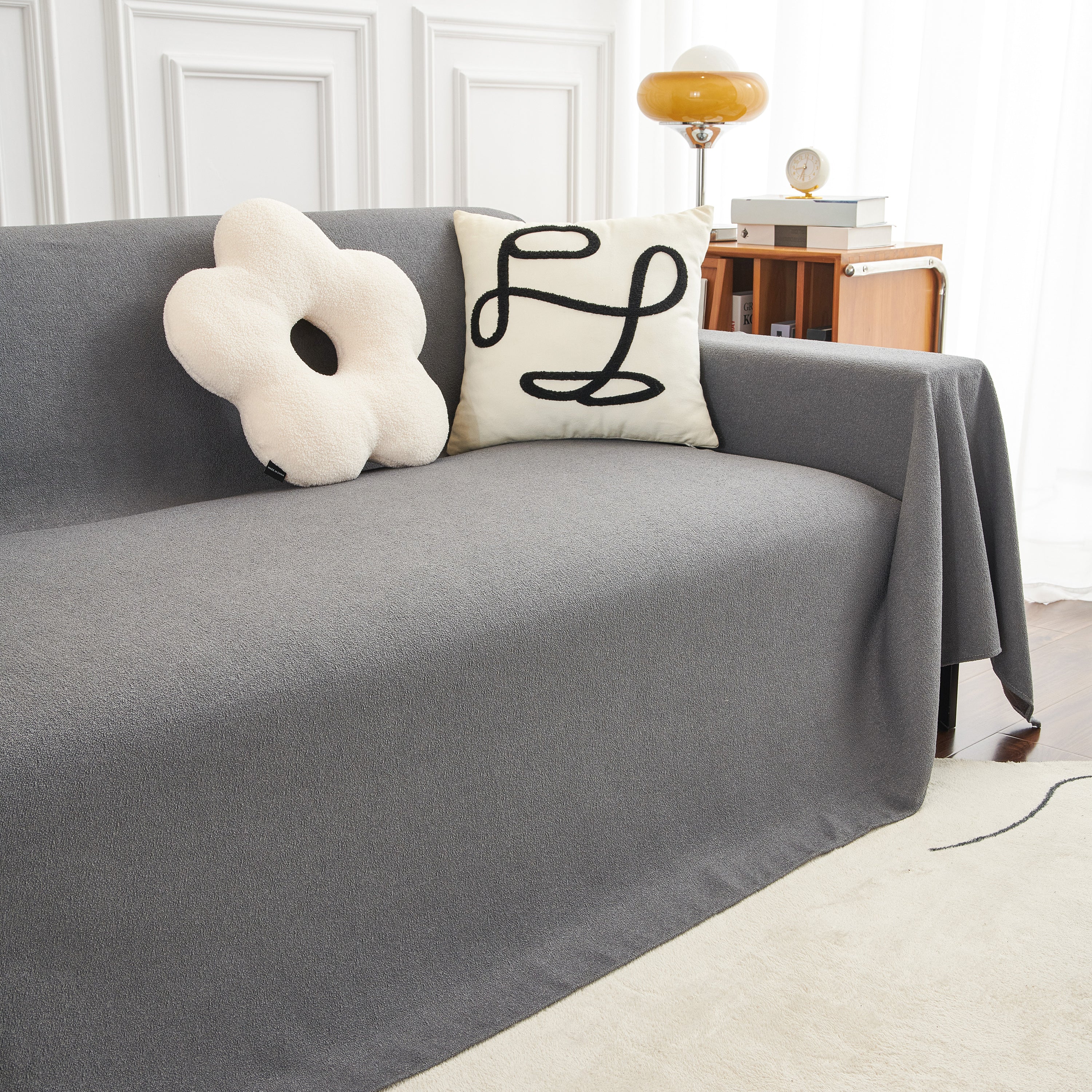 Teddy Throw Blanket and Stylish Slipcover for Couch, Waterproof Sofa Cover for Pets