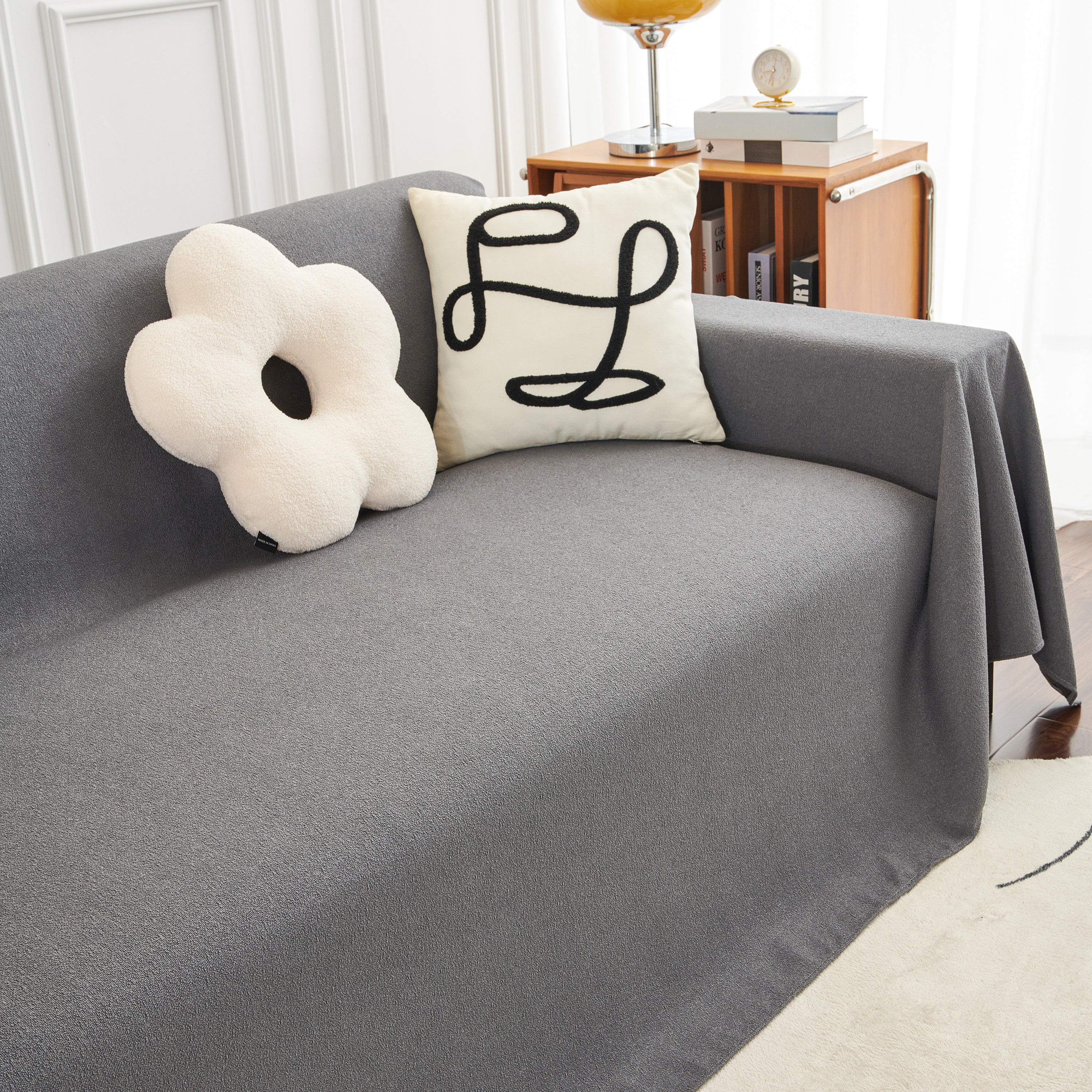 Teddy Throw Blanket and Stylish Slipcover for Couch, Waterproof Sofa Cover for Pets