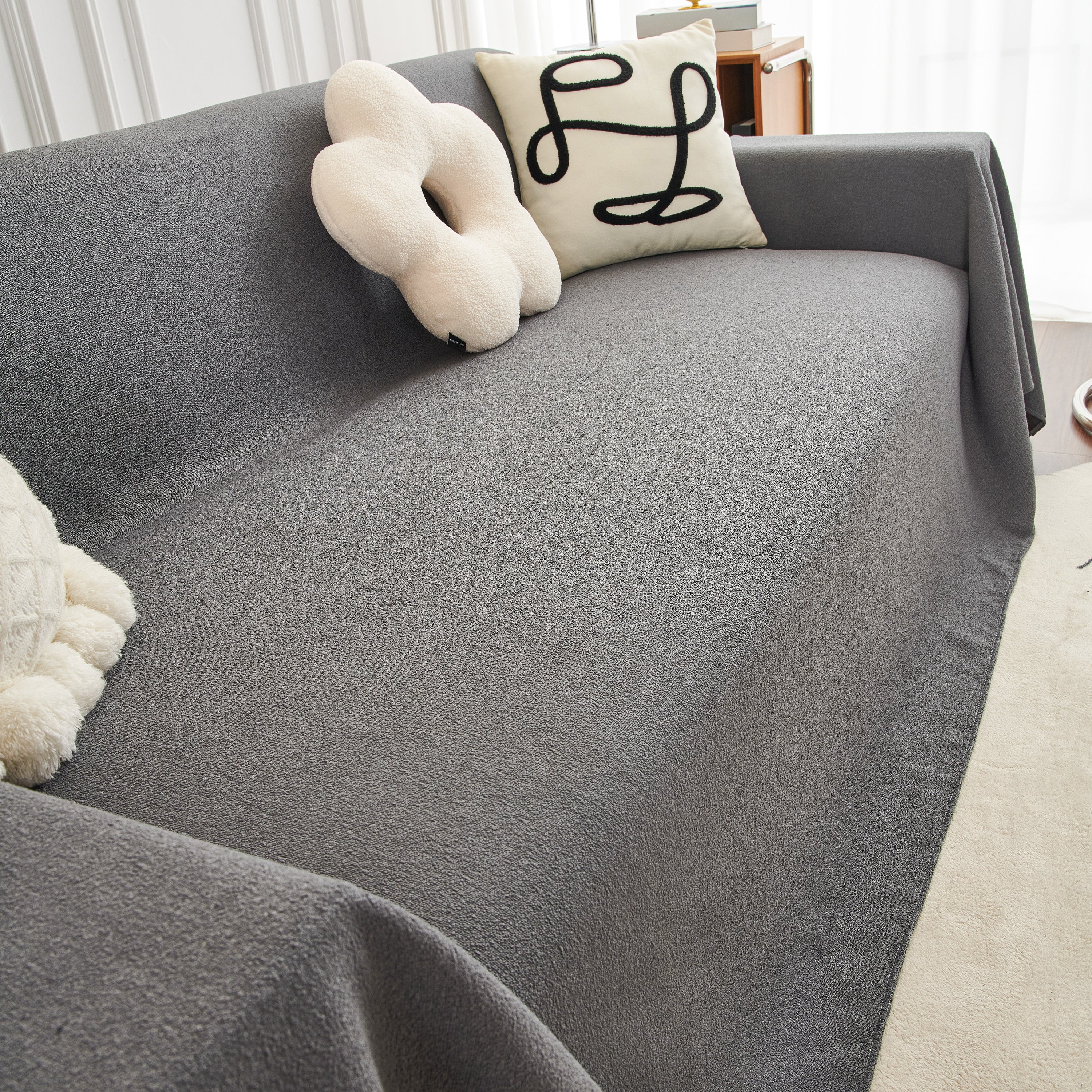 Teddy Throw Blanket and Stylish Slipcover for Couch, Waterproof Sofa Cover for Pets