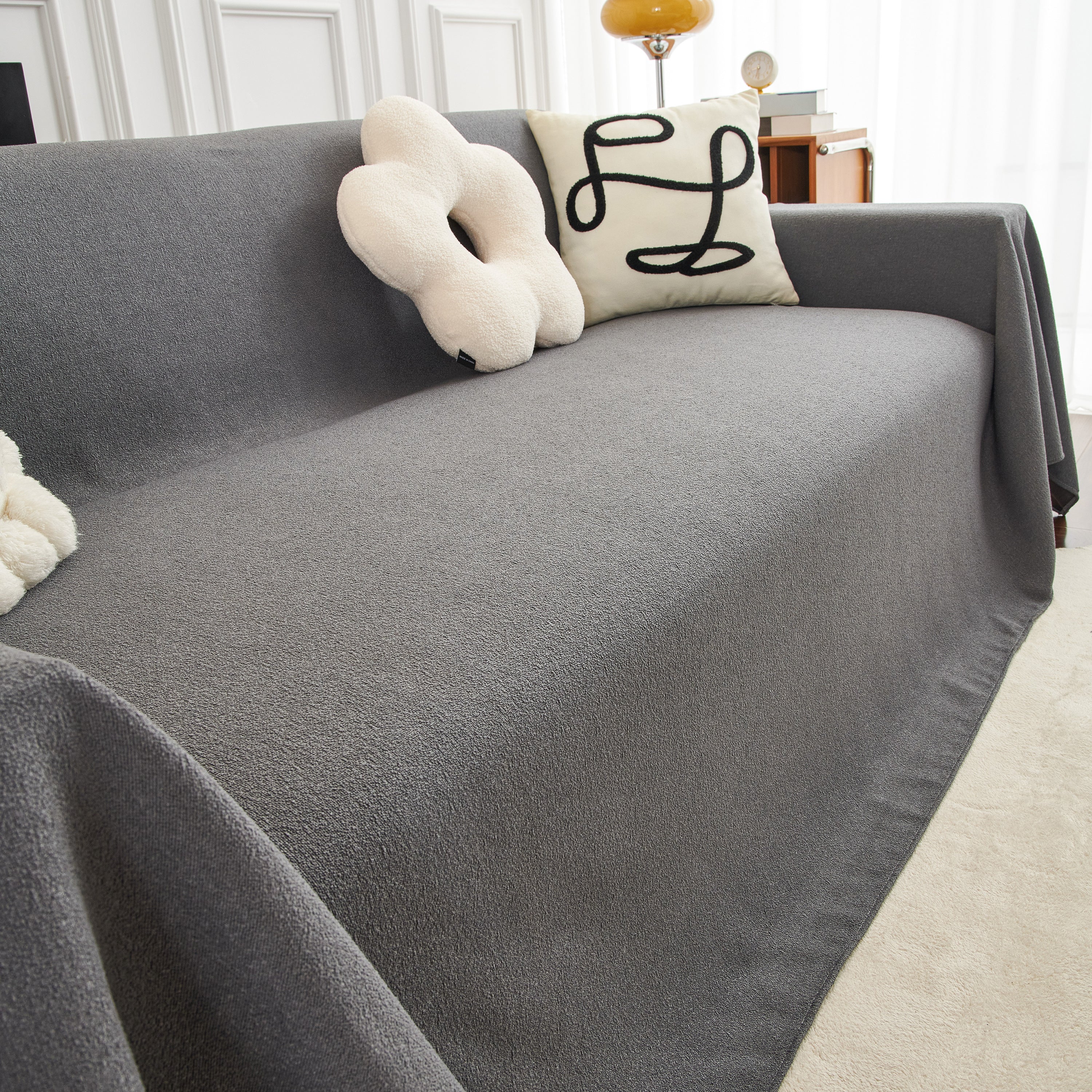 Teddy Throw Blanket and Stylish Slipcover for Couch, Waterproof Sofa Cover for Pets