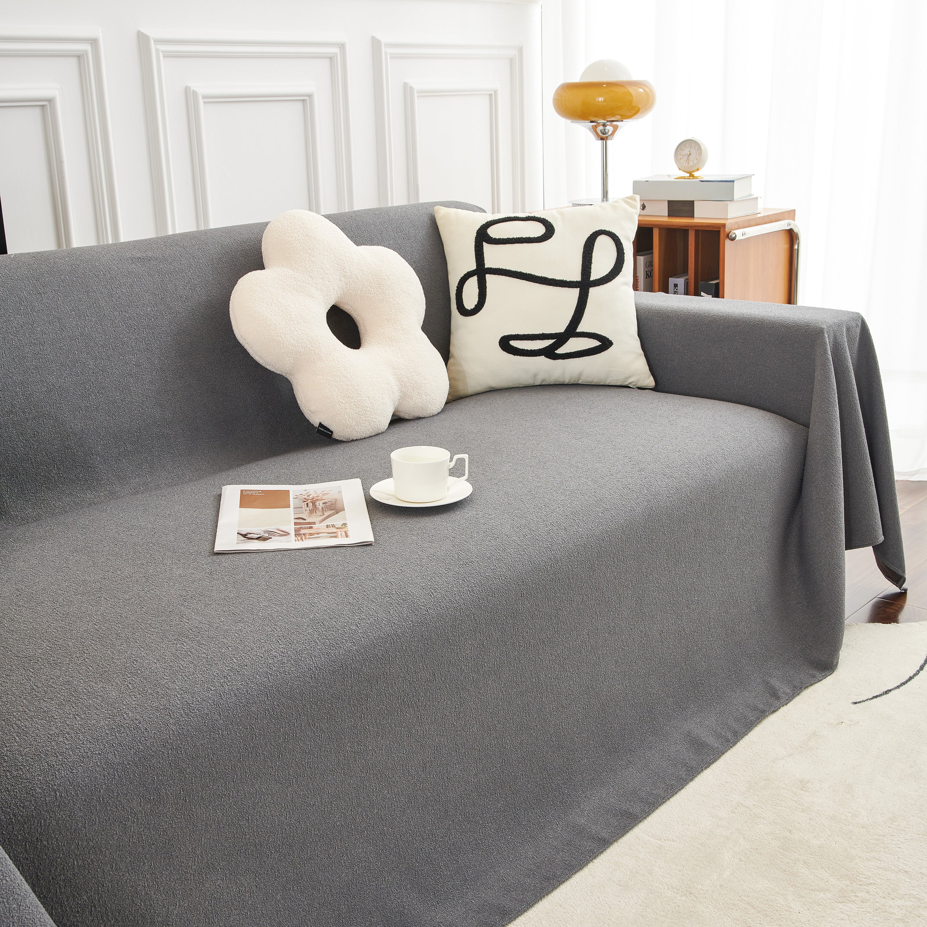 Teddy Throw Blanket and Stylish Slipcover for Couch, Waterproof Sofa Cover for Pets